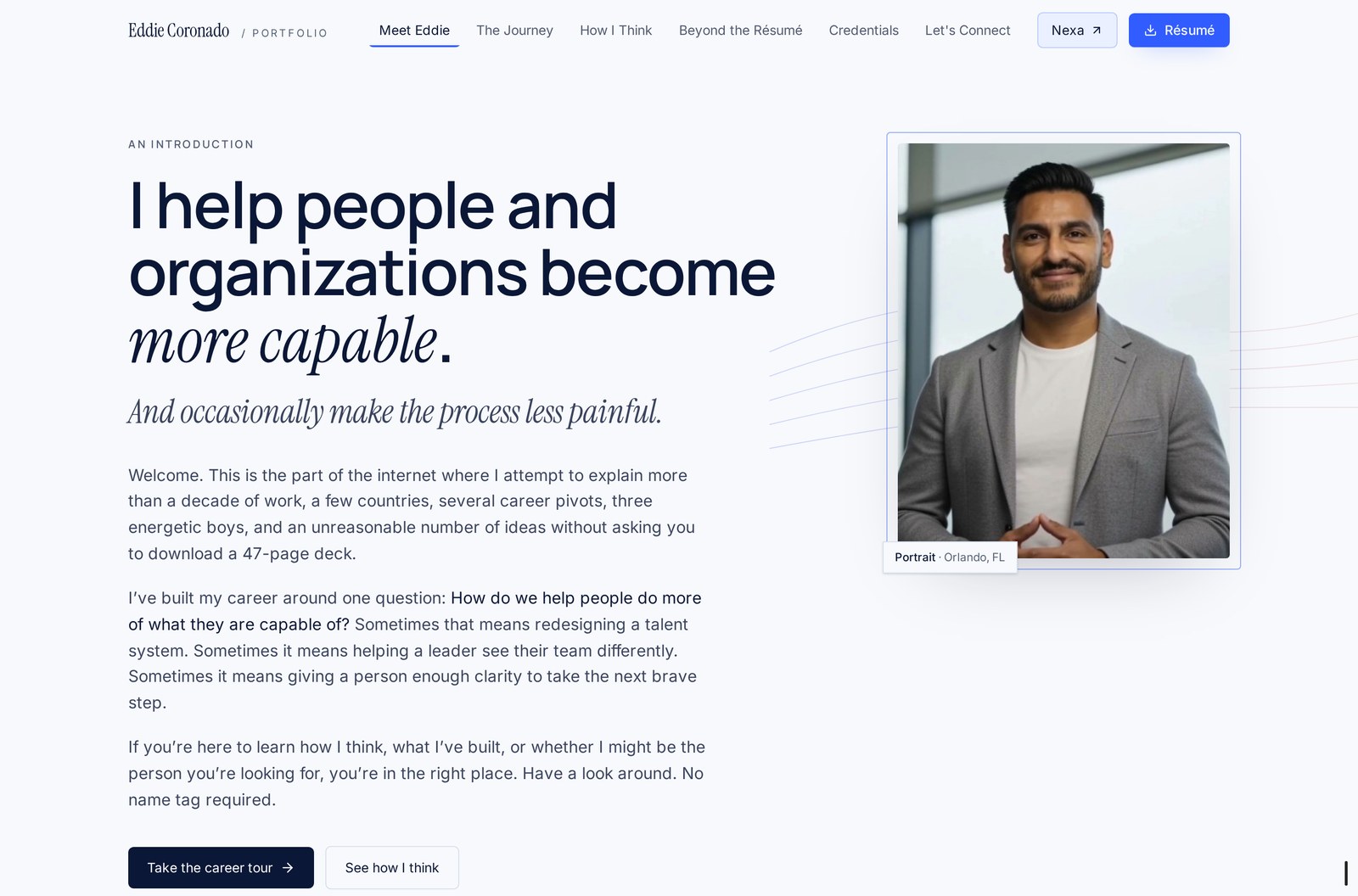 Eddie Coronado personal brand website displayed on desktop and mobile.